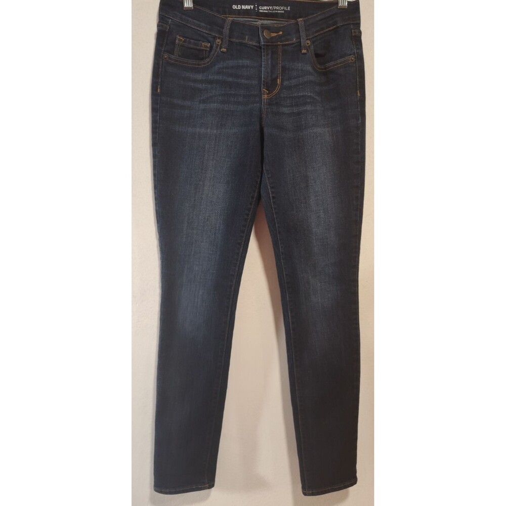 Old Navy Women Blue Jeans Size 2 Regular Curvy Mid Rise Dark Wash Denim
